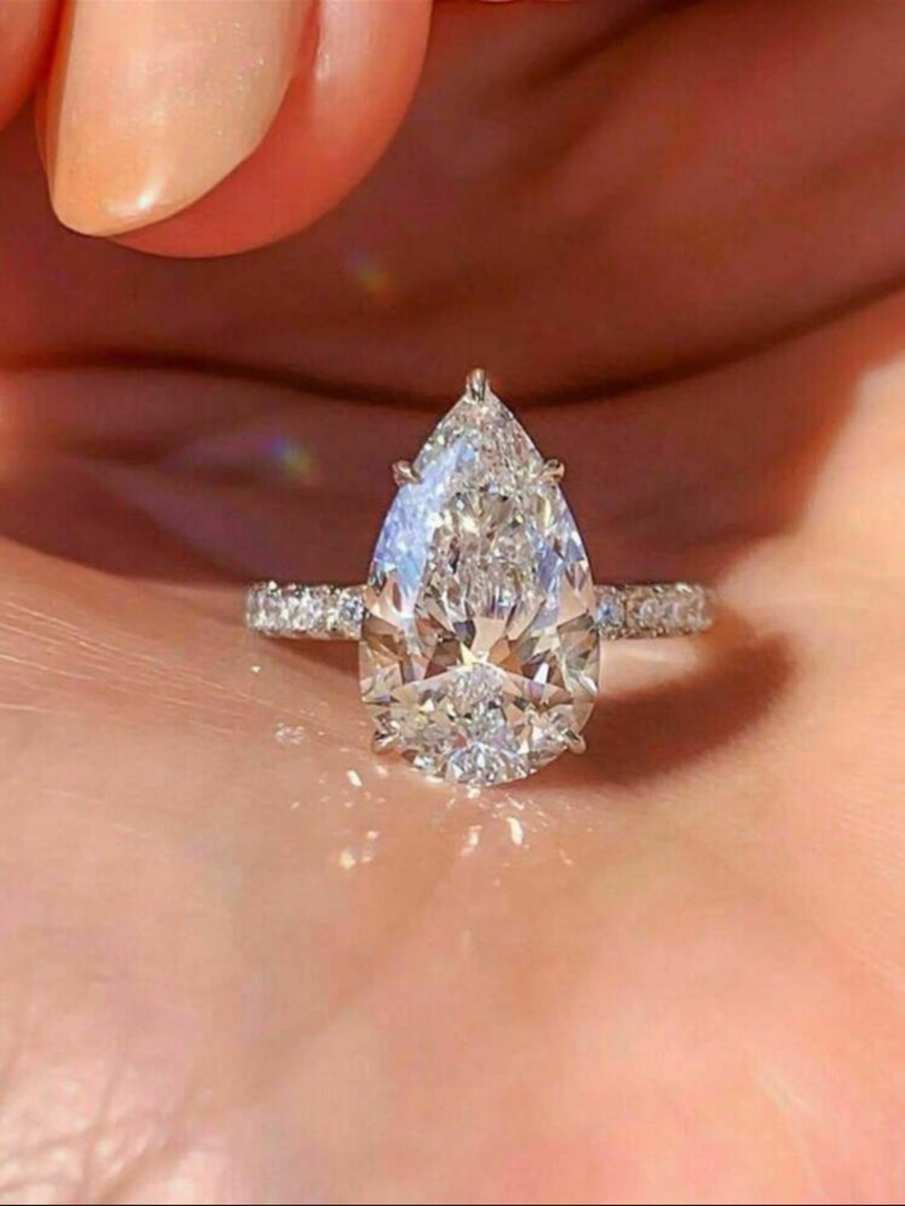 Silver Plated Water Drop CZ Ring